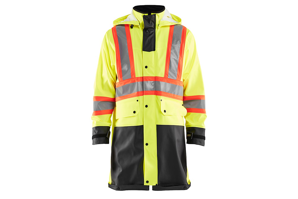 Picture of Blaklader Hi-Vis Long Rain Coat with Contracting Tape