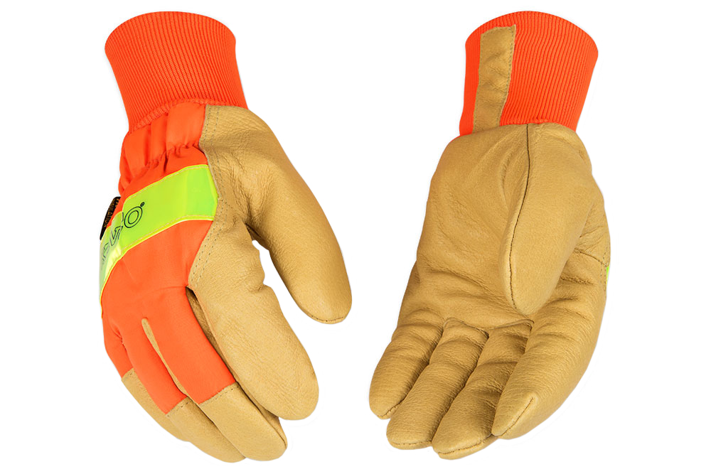 Picture of Kinco Hi-Vis Lined Pigskin Leather Palm Gloves with Knit Wrist