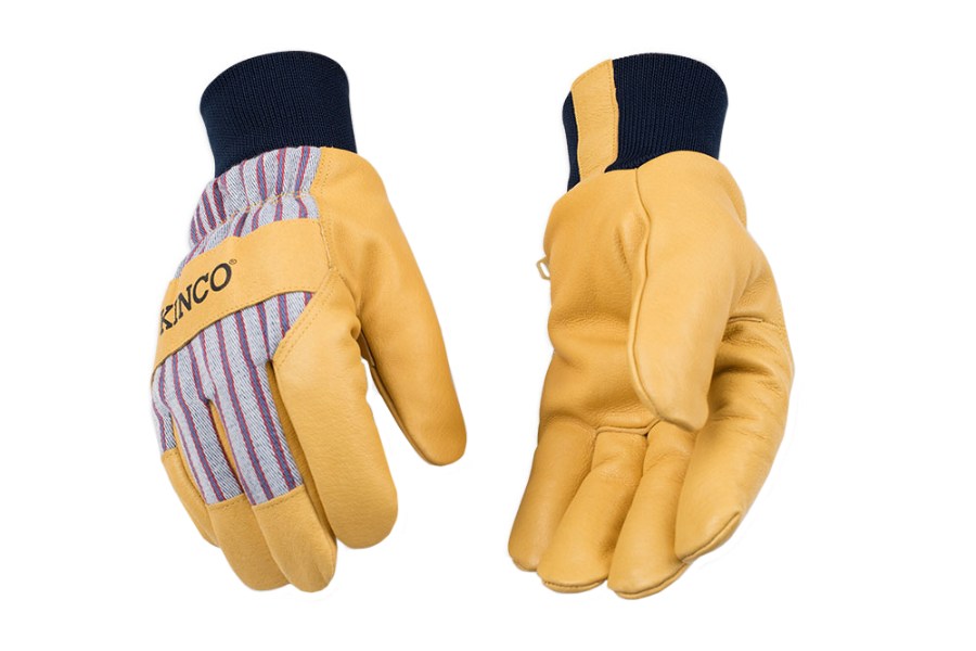 Kinco 1927KW-M Lined Pigskin Work Gloves – Grain Leather, Knit Wrist (Medium)