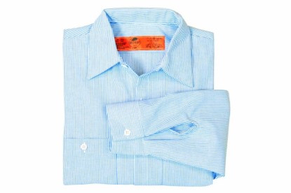 Picture of Red Kap Industrial-Grade Long Sleeve Work Shirts, Blue/White Striped, M