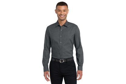 Picture of Port Authority Pincheck Easy Care Shirt, Black/ Grey Steel, M