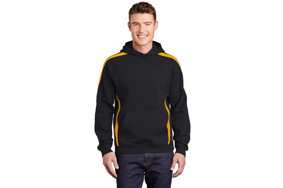 Picture of Sport-Tek Sleeve Stripe Pullover Hooded Sweatshirt, Black/Gold, M